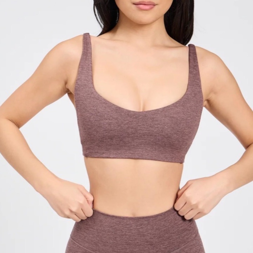 Buffbunny Collection Dream Heathered Sports Bra Mocha Berry L adjustable straps - Picture 5 of 11